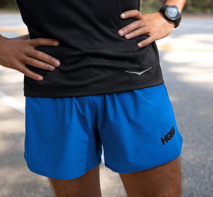 Hoka One One Mens Shorts - Performance - Blue - AWMV70438